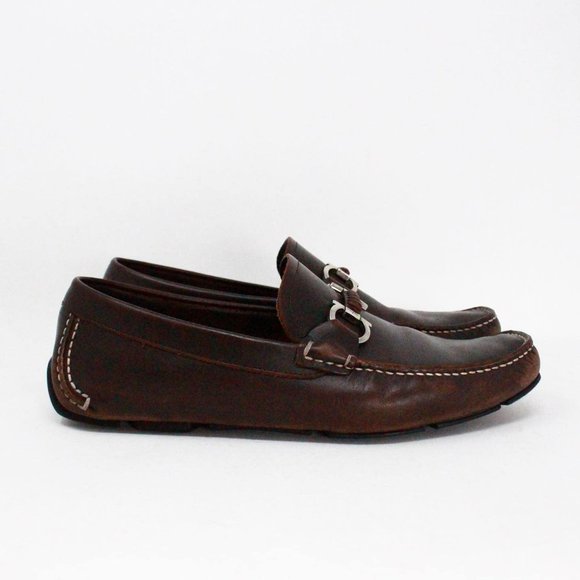 SALVATORE FERRAGAMO #40280 Brown Gancio Leather Loafers (US 8 EU 38) main image 7